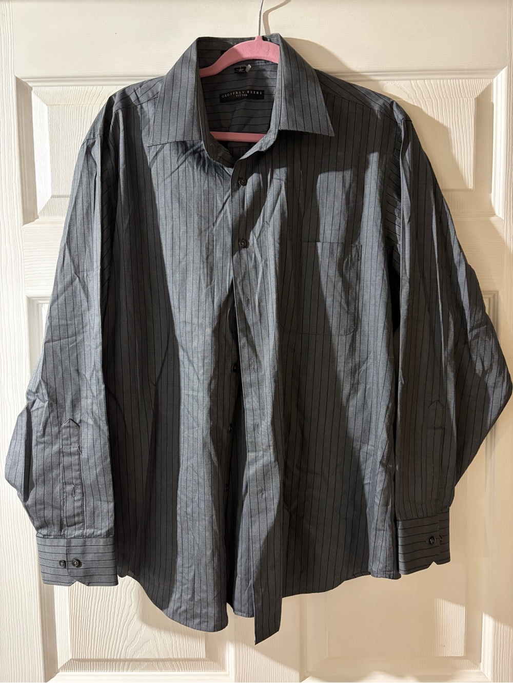 Geoffrey Beene Men's Gray Pinstripe Dress Shirt